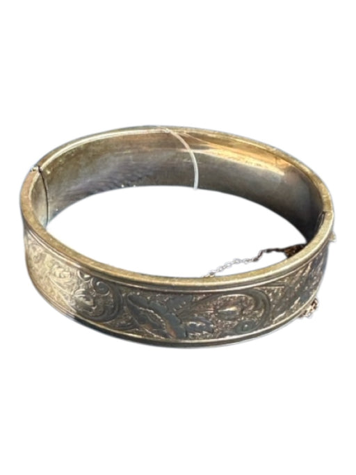 Bb Gold Metal Engraved Hinge Bangle Bracelet Gold