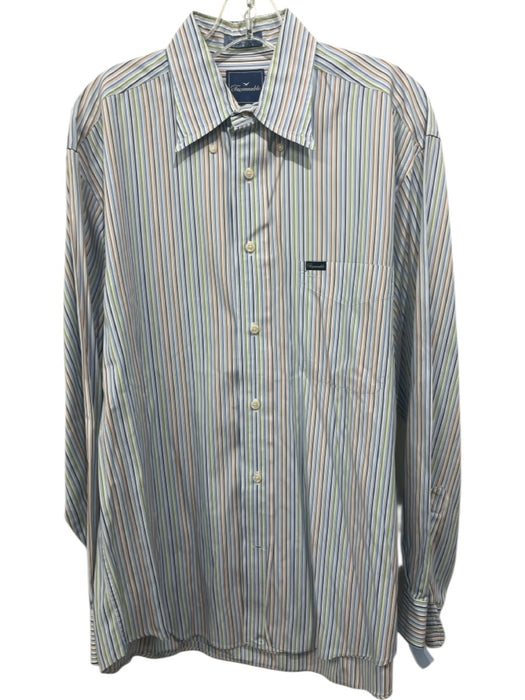 Facconable Size M Blue & Multi Cotton Striped Button Up Men's Long Sleeve Shirt Blue & Multi / M