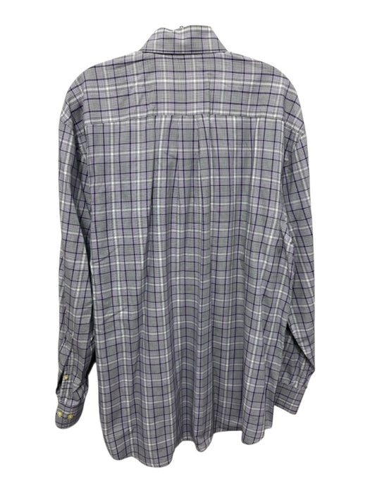 Peter Millar Size L Purple & Gray Cotton Plaid Button up Men's Long Sleeve Shirt Purple & Gray / L