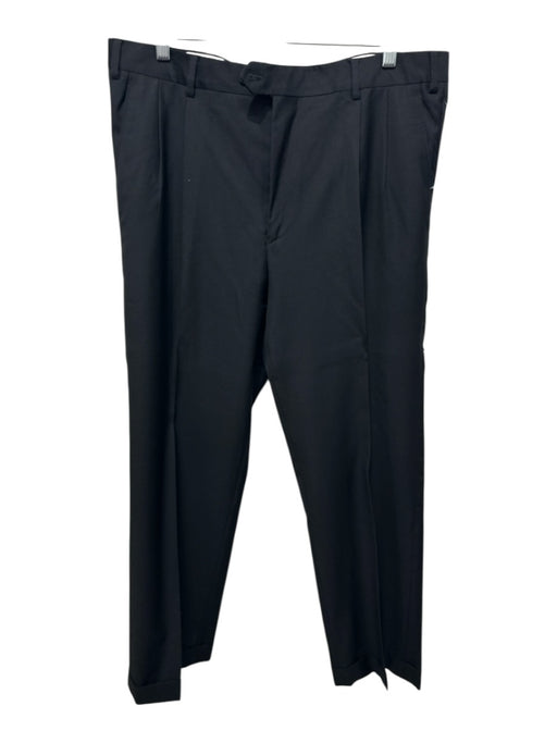 Santorelli Size 36 Black Wool Solid Dress Cuffed Men's Pants Black / 36