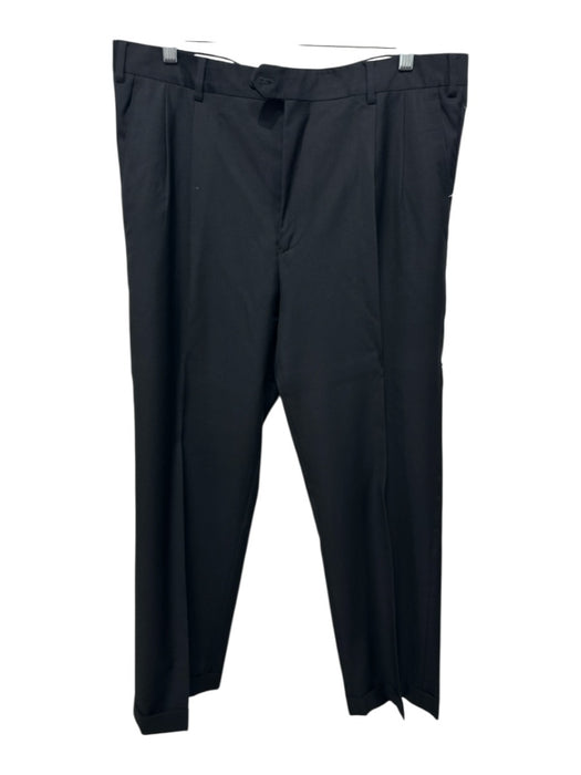 Santorelli Size 36 Black Wool Solid Dress Cuffed Men's Pants Black / 36