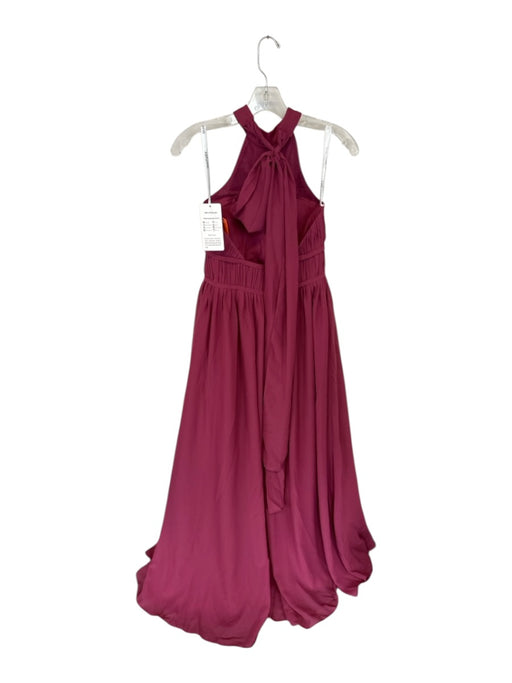 Duntery Size Est M Maroon Polyester Halter Neck Padding Pleated Gown Maroon / Est M