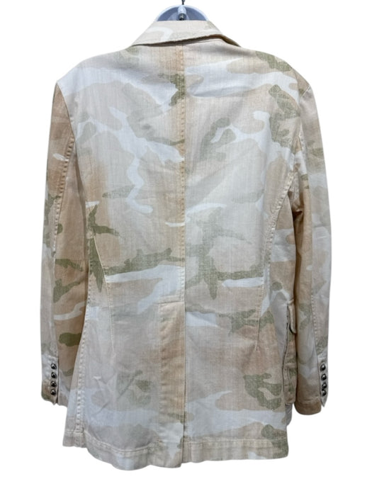 Ermanno Scervino Size 44 Beige & White Cotton Denim Camo Button Front Pant Set Beige & White / 44