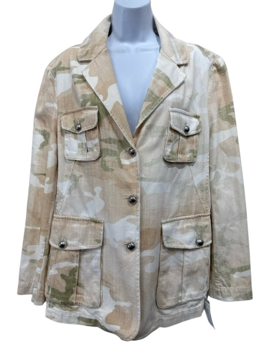 Ermanno Scervino Size 44 Beige & White Cotton Denim Camo Button Front Pant Set Beige & White / 44