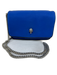 Alexander McQueen Blue & Black Faille Skull Silver Tone Hardware Chain Strap Bag Blue & Black