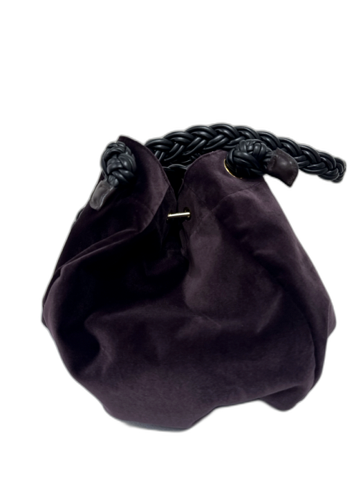Herbert Frere Soeur Mauve Purple Silk Velvet Leather Trim Braided Straps Bag Mauve Purple