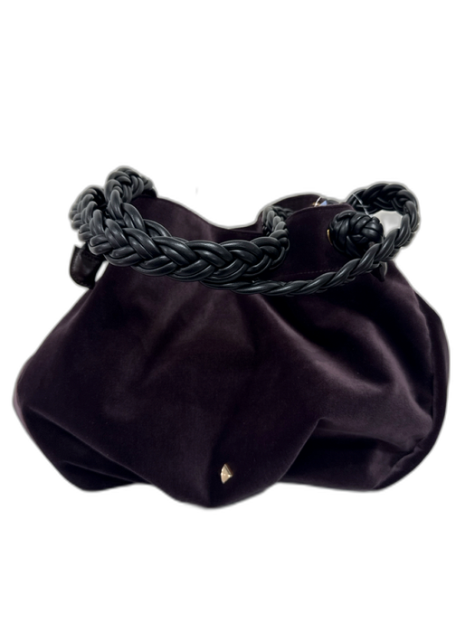 Herbert Frere Soeur Mauve Purple Silk Velvet Leather Trim Braided Straps Bag Mauve Purple