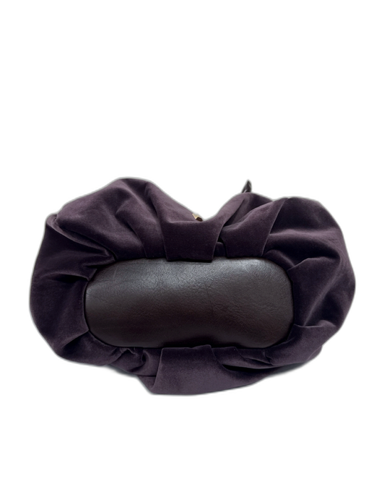Herbert Frere Soeur Mauve Purple Silk Velvet Leather Trim Braided Straps Bag Mauve Purple