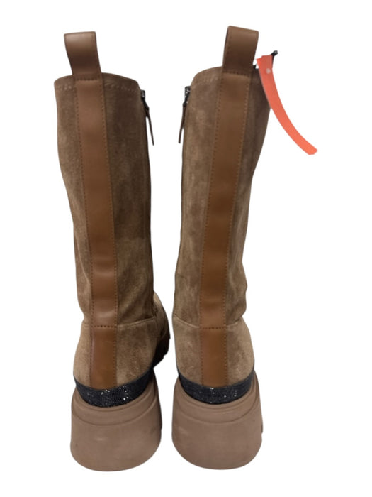 Brunello Cucinelli Shoe Size 41 Light Brown & Gray Suede Lace Up Zip Up Boots Light Brown & Gray / 41