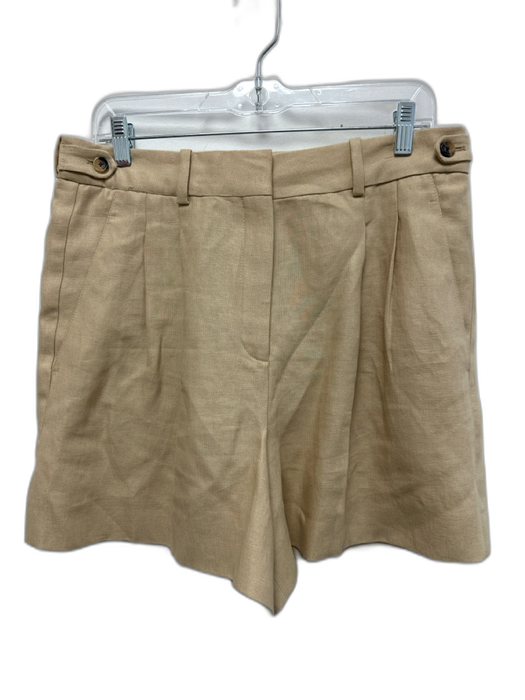 Loro Piana Size 46 Beige Linen Flax Zip Fly Pleated Pockets Shorts Beige / 46