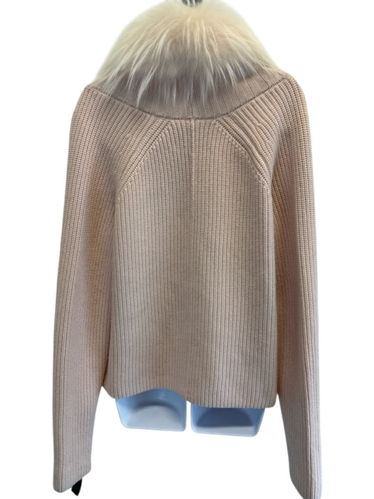 Yves Salomon Size M Pink Cashmere & Silk Fox Fur Long Sleeve Knit Collar Sweater Pink / M