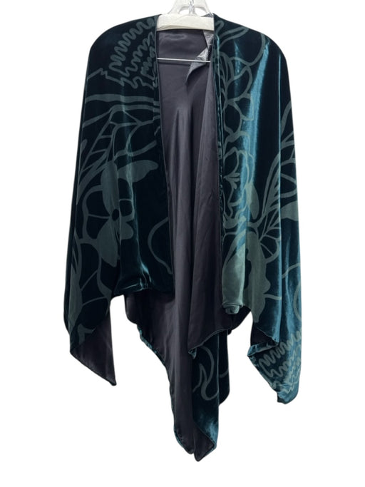 Giorgio Armani Size Universal Emerald Green Viscose Blend Velvet Cape Wraps Emerald Green / Universal