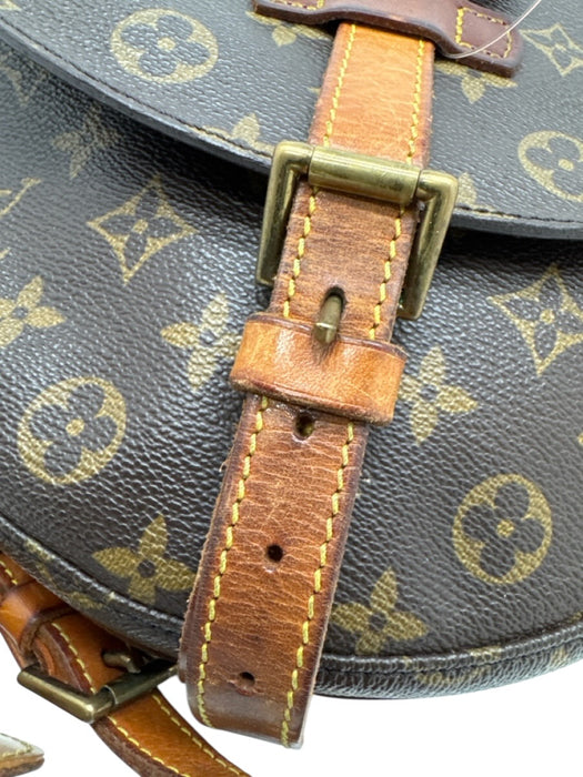 Louis Vuitton Brown & Beige Coated Canvas Leather trim Monogram Flap Bag Brown & Beige