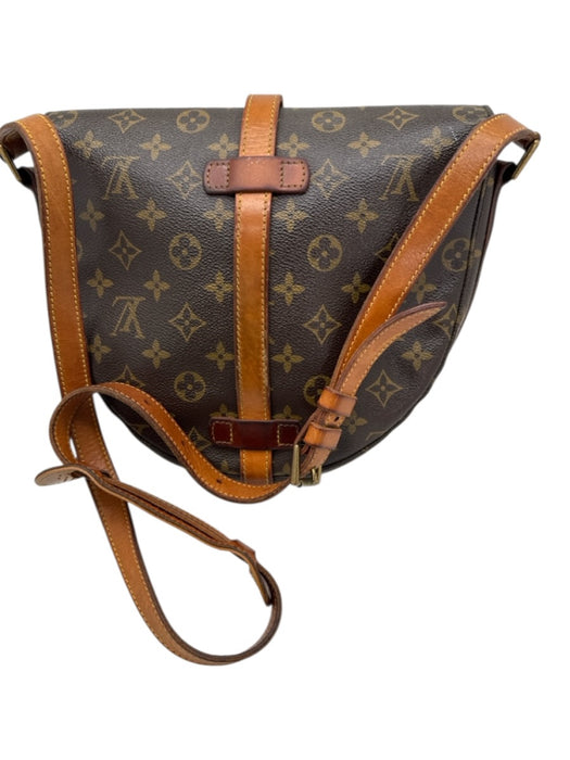 Louis Vuitton Brown & Beige Coated Canvas Leather trim Monogram Flap Bag Brown & Beige