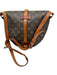 Louis Vuitton Brown & Beige Coated Canvas Leather trim Monogram Flap Bag Brown & Beige