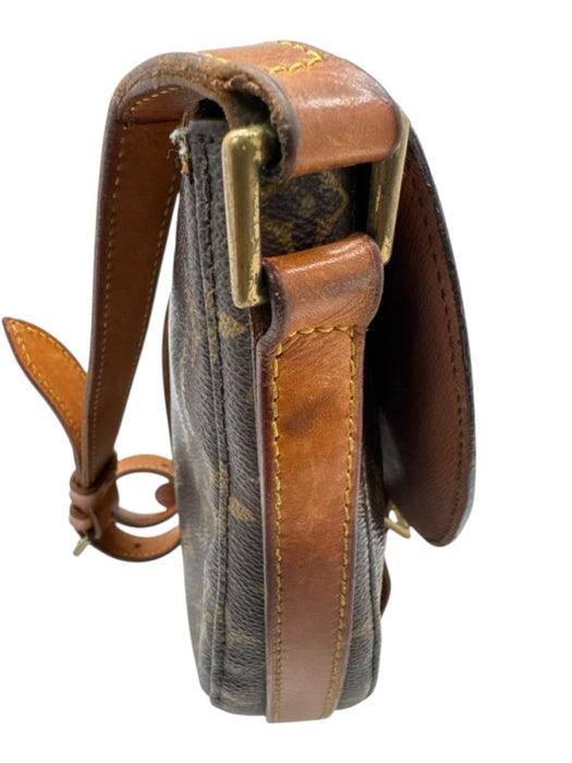 Louis Vuitton Brown & Beige Coated Canvas Leather trim Monogram Flap Bag Brown & Beige