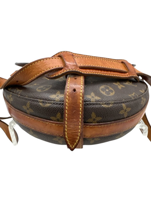 Louis Vuitton Brown & Beige Coated Canvas Leather trim Monogram Flap Bag Brown & Beige