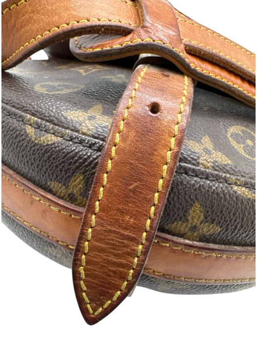 Louis Vuitton Brown & Beige Coated Canvas Leather trim Monogram Flap Bag Brown & Beige