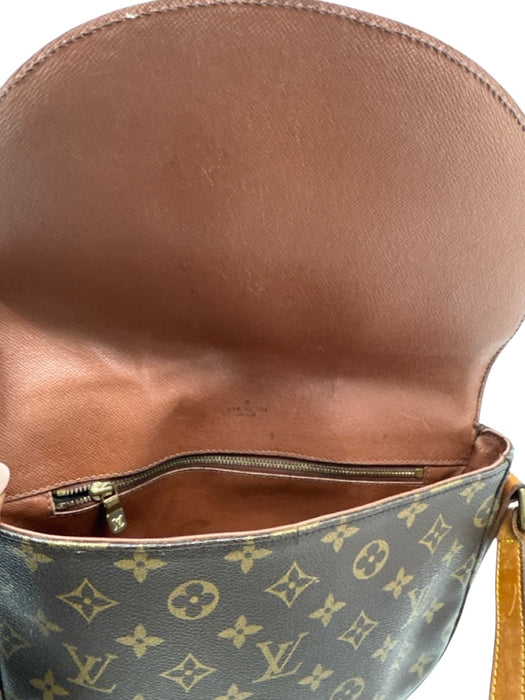 Louis Vuitton Brown & Beige Coated Canvas Leather trim Monogram Flap Bag Brown & Beige