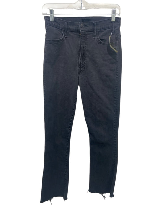 Mother Size 28 Charcoal Black Cotton Blend Slim Straight Frayed Hem Jeans Charcoal Black / 28