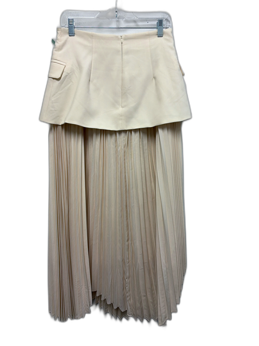 FORE Size M Cream White Polyester Blend Flap Pocket Accordion Pleat Maxi Skirt Cream White / M