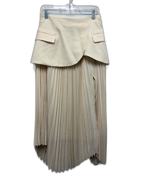 FORE Size M Cream White Polyester Blend Flap Pocket Accordion Pleat Maxi Skirt Cream White / M