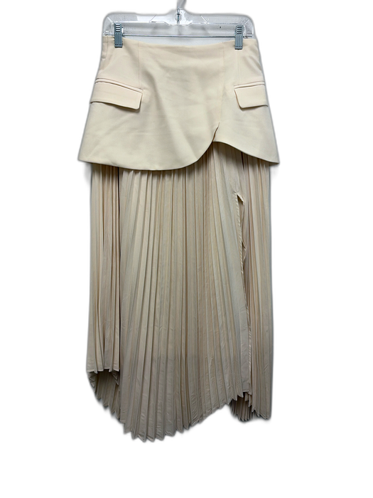 FORE Size M Cream White Polyester Blend Flap Pocket Accordion Pleat Maxi Skirt Cream White / M
