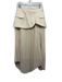 FORE Size M Cream White Polyester Blend Flap Pocket Accordion Pleat Maxi Skirt Cream White / M
