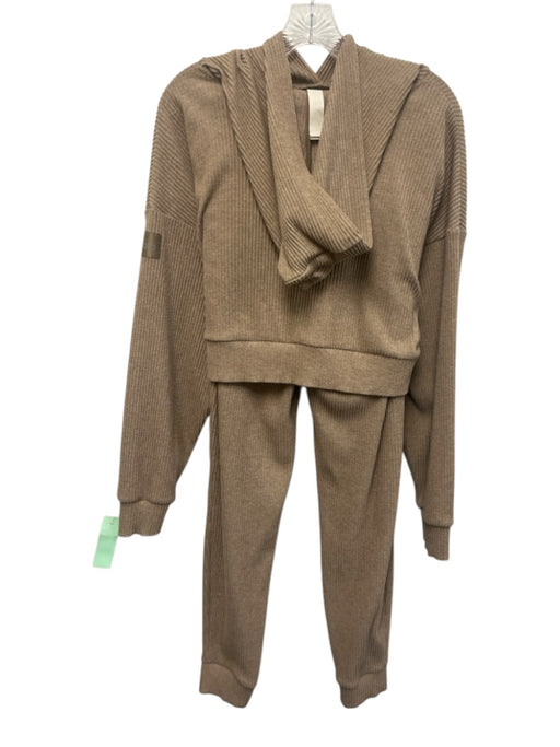 Alo Size S Beige Polyester Blend Elastic & Drawstring Waist Ribbed Pant Set Beige / S
