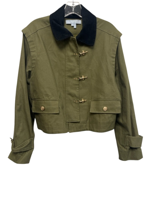Hill House Size S Olive Green & Black Cotton Corduroy Collar Snaps Jacket Olive Green & Black / S