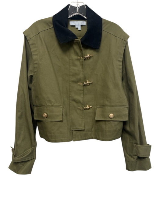 Hill House Size S Olive Green & Black Cotton Corduroy Collar Snaps Jacket Olive Green & Black / S