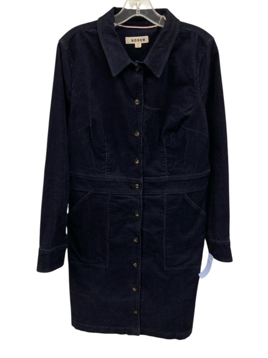 Boden Size 12 Navy Blue Cotton Blend Corduroy Button Down Long Sleeve Dress Navy Blue / 12