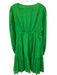 Trina Turk Size L Green Cotton Gathered V Neck Mini Dress Green / L