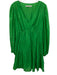 Trina Turk Size L Green Cotton Gathered V Neck Mini Dress Green / L