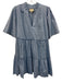Tuckernuck Size L Blue Cotton & Linen Ruffle Gathered swing Mini Dress Blue / L