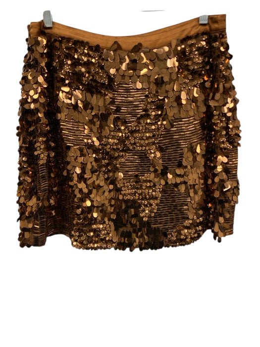 Ramy Brook Size 10 Bronze Polyester Blend sequin & pailettes Wrap Side Zip Skirt Bronze / 10