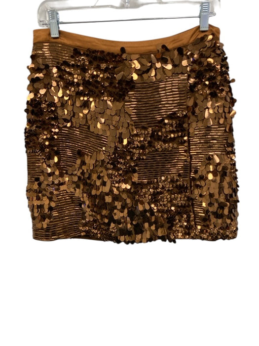 Ramy Brook Size 10 Bronze Polyester Blend sequin & pailettes Wrap Side Zip Skirt Bronze / 10