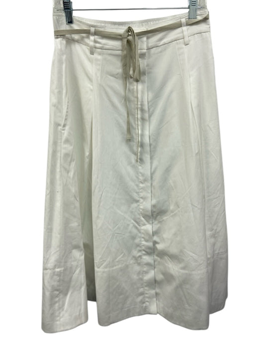 Vince Size L White Cotton Button Down A Line Tie Midi Skirt White / L