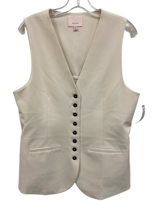 Cinq a Sept Size 12 Ivory White Polyester Blend Darted V Neck Vest Ivory White / 12