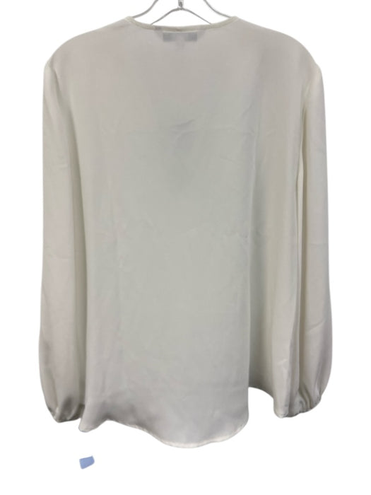 Trina Turk Size L Ivory White Polyester Blend Surplice Blouson Top Ivory White / L