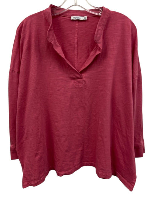 Mersea Size One Size Rose Pink Cotton Notch Neck 3/4 Sleeve Top Rose Pink / One Size