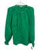 Boden Size 12 Green Cotton Button Down Gathered Neck Balloon Sleeve Top Green / 12