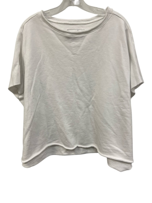 Frank & Eileen Size One Size White Cotton Raw Edge roll neck Cut Off Sleeve Top White / One Size