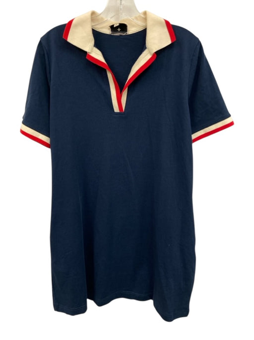 Tuckernuck Size L navy blue, red, beige Cotton Stripe Trim Above knee Dress navy blue, red, beige / L