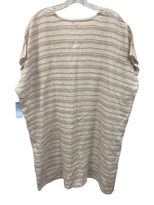 Eileen Fisher Size L/XL White, Gray, Red Organic Linen Stripe Sleeveless Dress White, Gray, Red / L/XL