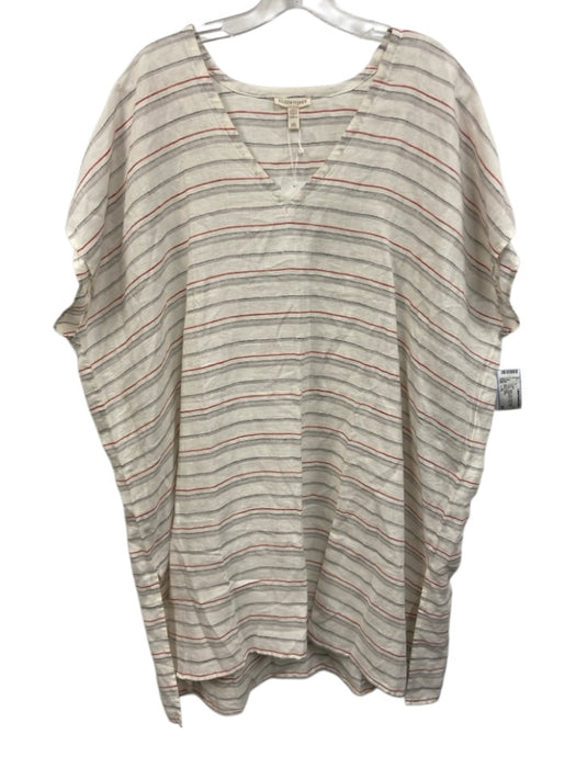Eileen Fisher Size L/XL White, Gray, Red Organic Linen Stripe Sleeveless Dress White, Gray, Red / L/XL