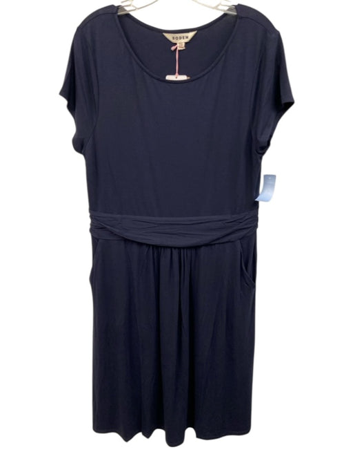 Boden Size 12 Navy Blue Viscose Blend Gathered Waist Cap Sleeve Dress Navy Blue / 12