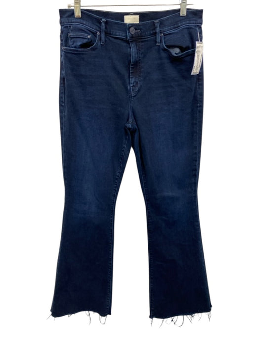 Mother Size 32 Indigo Blue Cotton Blend High Rise Raw Hem Flare Cuffs Jeans Indigo Blue / 32