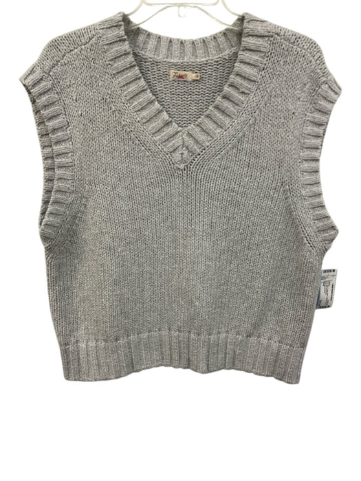 Faherty Size L Gray Cotton Blend Ribbed Trim V Neck Vest Sweater Gray / L
