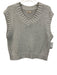 Faherty Size L Gray Cotton Blend Ribbed Trim V Neck Vest Sweater Gray / L